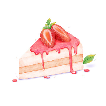 水彩甜品草莓蛋糕甜蜜浪漫
