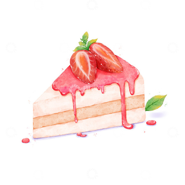 源文件下载【趣麦麦图】-水彩甜品草莓蛋糕甜蜜浪漫