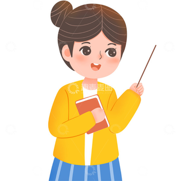 源文件下载【趣麦麦图】卡通手绘女老师讲课教鞭书籍