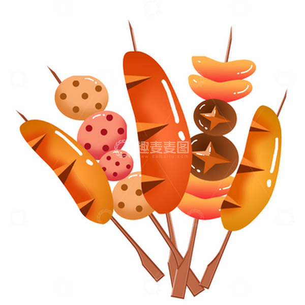 源文件下载【趣麦麦图】烧烤插画香肠插画元素