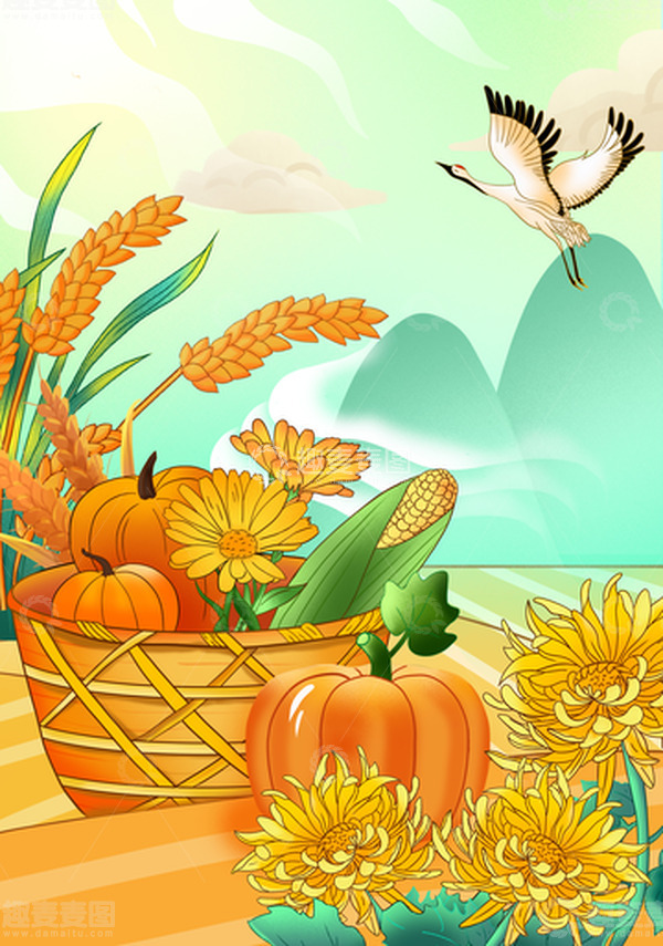源文件下载【趣麦麦图】手绘秋天海报插画