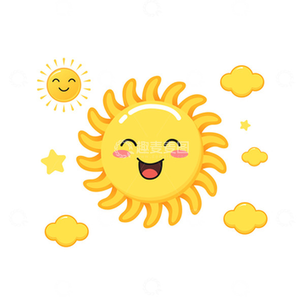 源文件下载【趣麦麦图】卡通可爱太阳矢量装饰元素