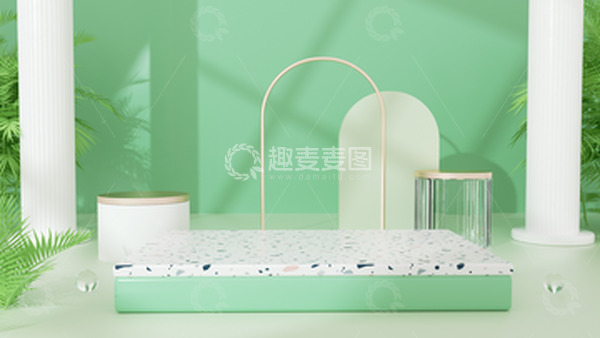 源文件下载【趣麦麦图】C4D清新简约立体家居电商海报背景