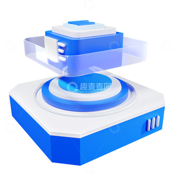 源文件下载【趣麦麦图】3D互联网信息可视化蓝色图标