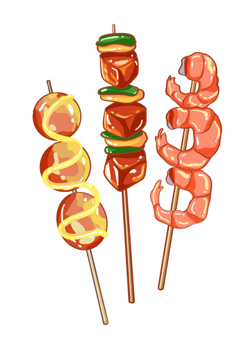 夏日烧烤丸子虾仁肉串