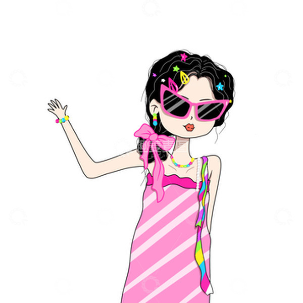 源文件下载【趣麦麦图】-夏季多巴胺穿搭炫酷女孩
