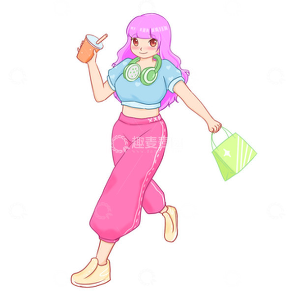 源文件下载【趣麦麦图】-夏日多巴胺人物穿搭