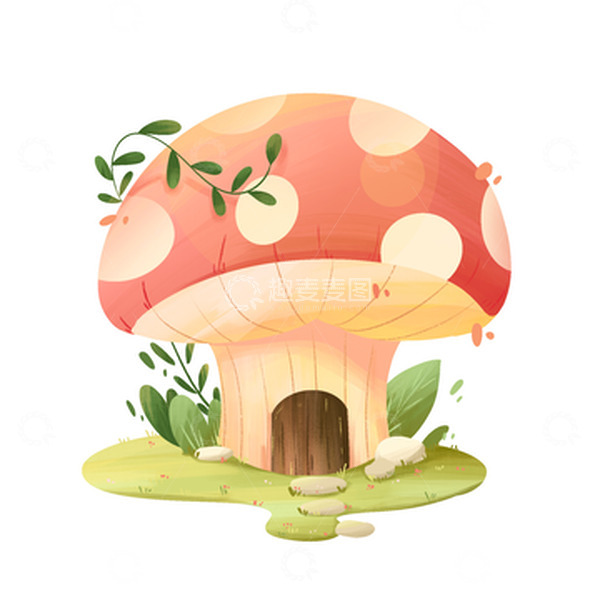源文件下载【趣麦麦图】-手绘卡通可爱蘑菇绿植春天植物插画元素