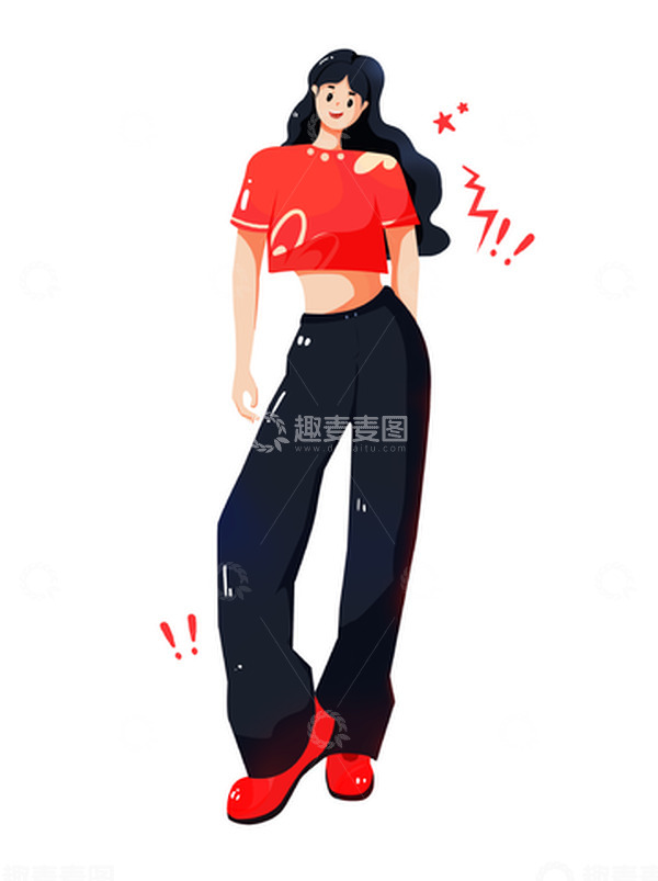 源文件下载【趣麦麦图】简约红色夏日多巴胺穿搭