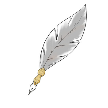手绘中世纪复古羽毛笔