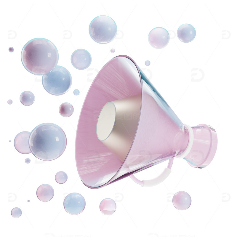 3D彩色玻璃广播喇叭扩音器模型