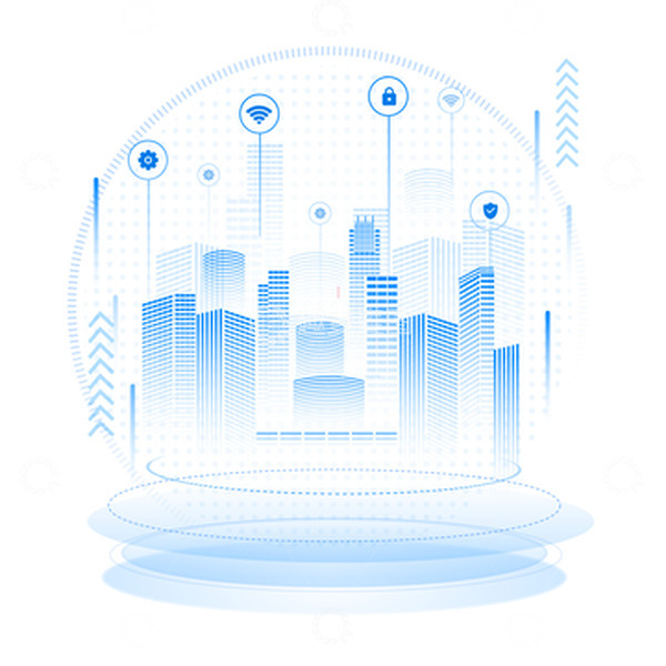 源文件下载【趣麦麦图】蓝色科技未来建筑城市底座装饰元素