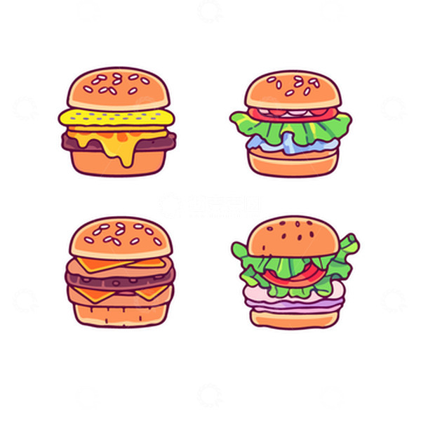 源文件下载【趣麦麦图】汉堡快餐矢量插画