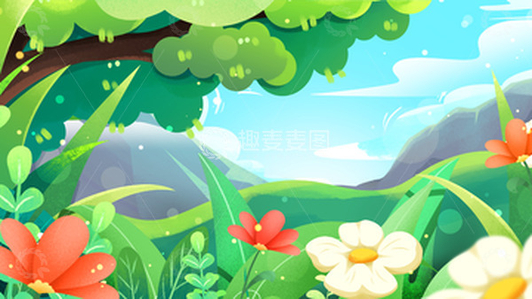 源文件下载【趣麦麦图】炎炎夏日清凉花丛林插画