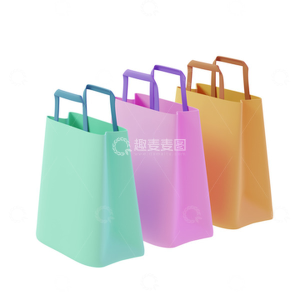 源文件下载【趣麦麦图】卡通购物袋子消费促销3D立体装饰元素