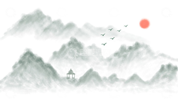 源文件下载【趣麦麦图】中国风水墨江山