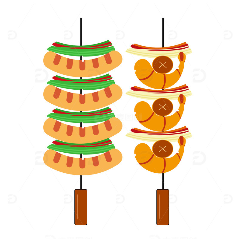 源文件下载【趣麦麦图】烧烤插画手绘元素