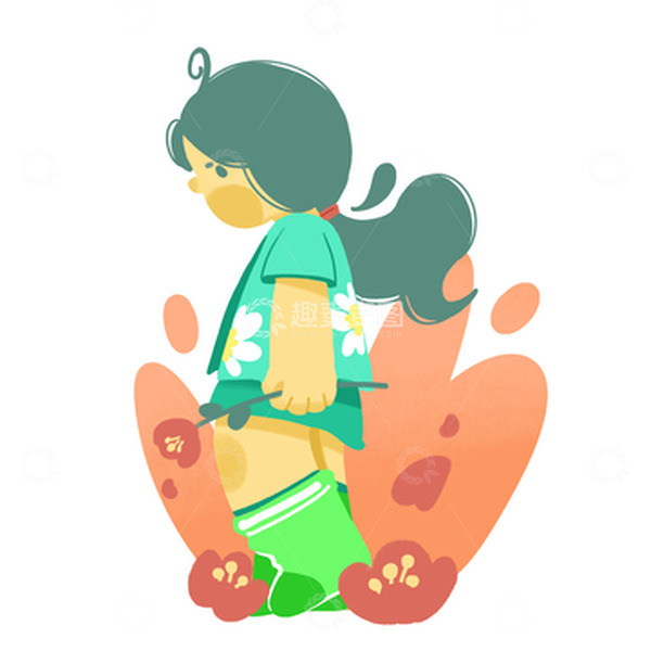 源文件下载【趣麦麦图】多巴胺少女人物插画场景海报元素