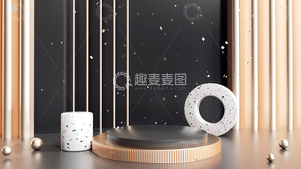 源文件下载【趣麦麦图】C4D黑金电商展台黑五海报背景
