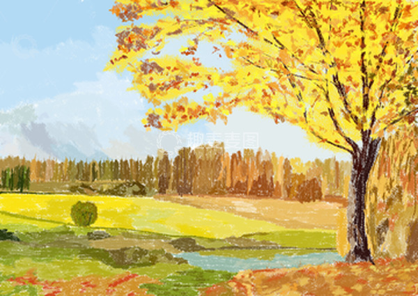 源文件下载【趣麦麦图】秋天场景背景立秋手绘海报素材banner