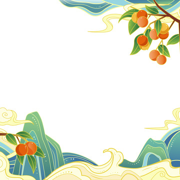 中国风国潮手绘祥云边框背景素材