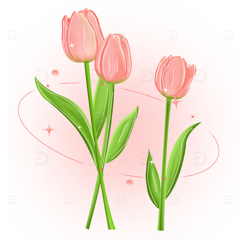 春天粉色花卉郁金香免抠元素