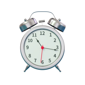 3D立体银色金属闹钟模型