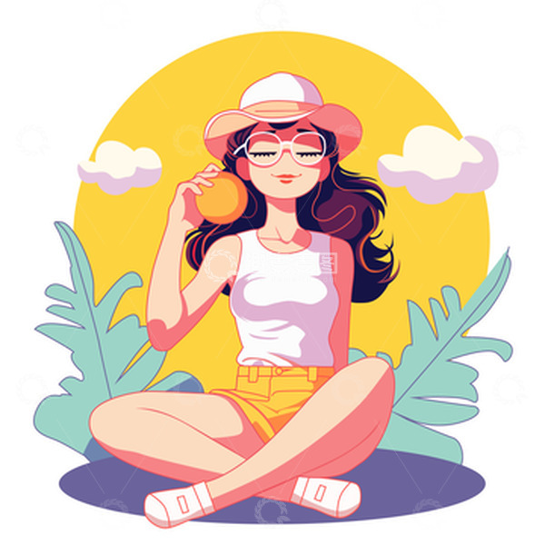 源文件下载【趣麦麦图】-夏日多巴胺女孩