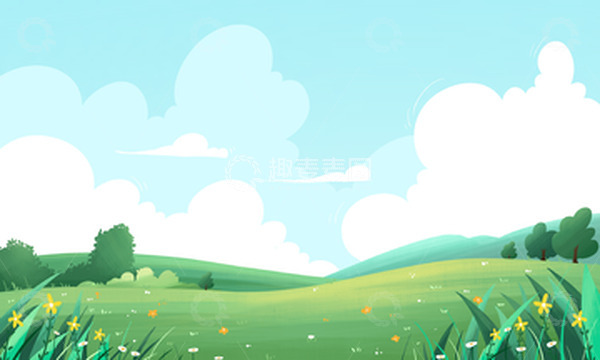 源文件下载【趣麦麦图】手绘草地春天夏季户外绿植插画海报背景