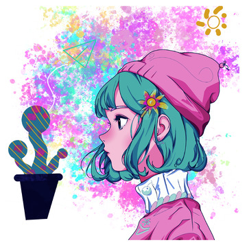 夏日多巴胺女孩植物仙人掌