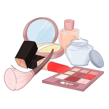 美容海报元素护肤品化妆口红粉底液眼影盘