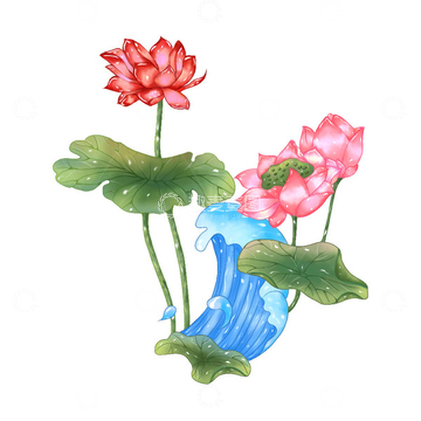 源文件下载【趣麦麦图】国风插画 荷花