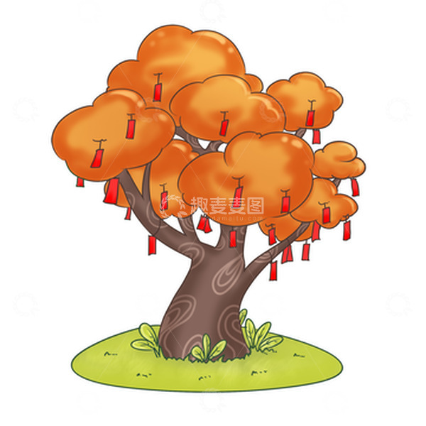 源文件下载【趣麦麦图】植物元素许愿树