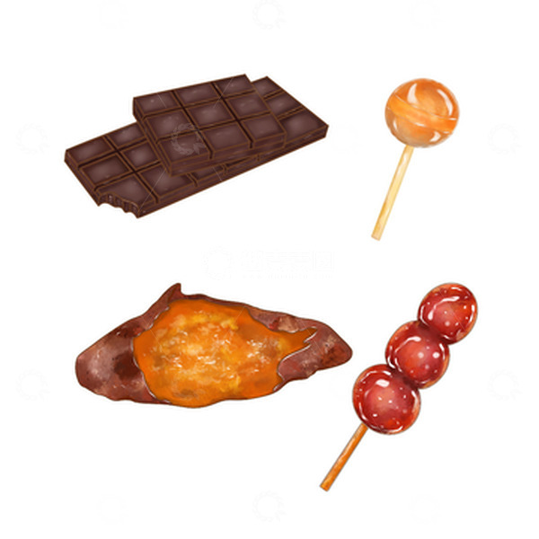 源文件下载【趣麦麦图】零食插画 糖果 糖葫芦