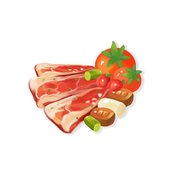 手绘BBQ羊肉猪肉烤肉西红柿年糕烧烤