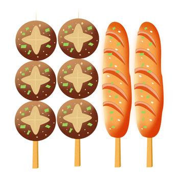 烧烤香菇 烤肠矢量元素