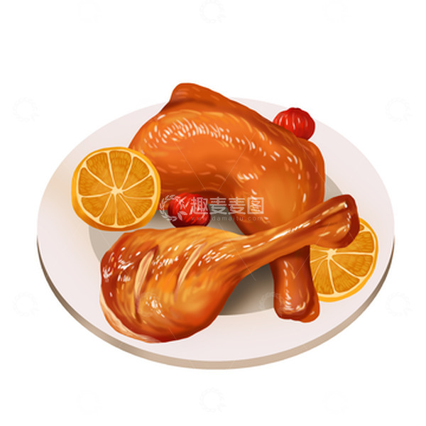 源文件下载【趣麦麦图】烧烤柠檬烤鸡腿