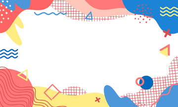 孟菲斯扁平撞色多彩抽象几何图形线条背景