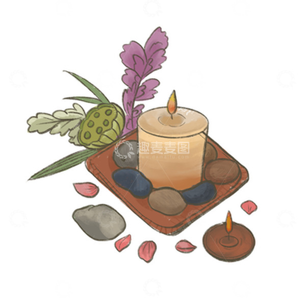 源文件下载【趣麦麦图】卡通手绘spa护理针灸按摩元素