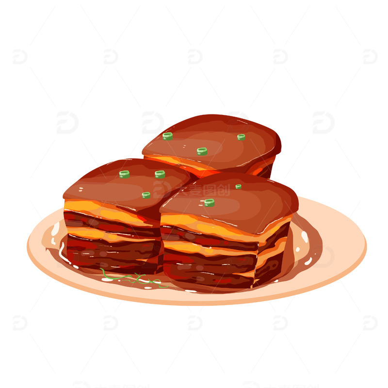 源文件下载【趣麦麦图】简约红烧肉美食