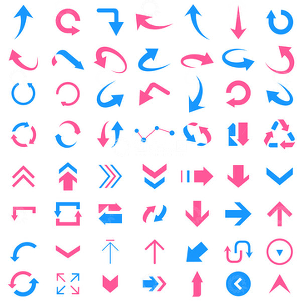 源文件下载【趣麦麦图】-撞色科技方向循环箭头矢量元素
