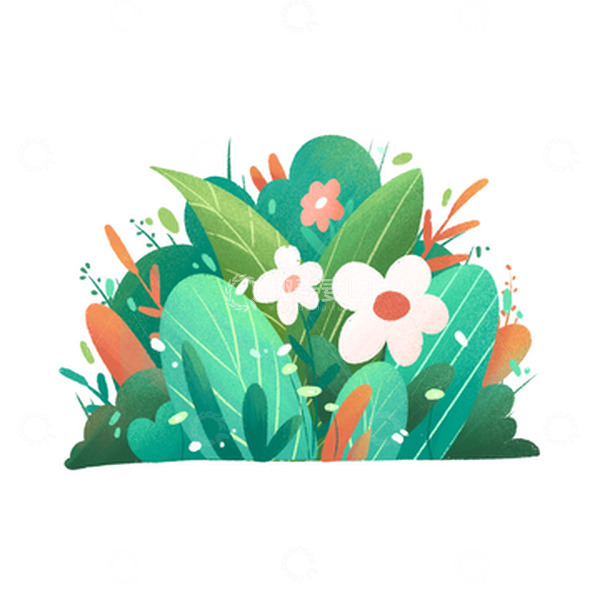 源文件下载【趣麦麦图】手绘蜡笔画绿植花卉小清新树叶卡通元素