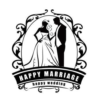 花纹边框婚纱新娘新郎婚礼结婚