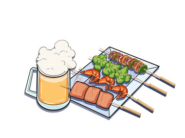 夏季夜宵啤酒烤串