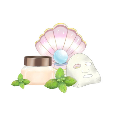 美容院插画 珍珠面膜