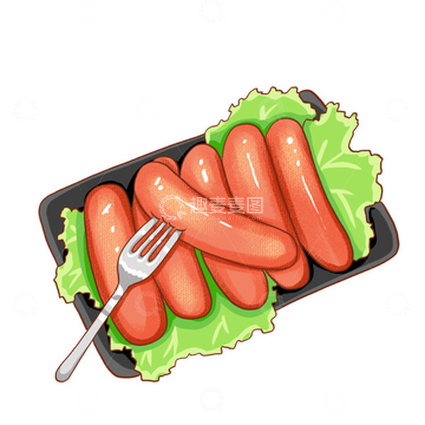 源文件下载【趣麦麦图】烧烤烤肠夏天美食插画手绘
