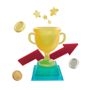 卡通金色水晶奖杯3D立体装饰元素