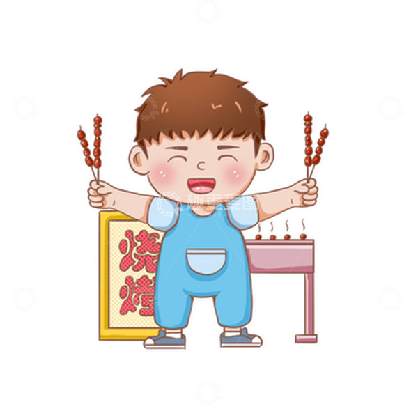 源文件下载【趣麦麦图】烧烤人物夏天撸串美食手绘插画