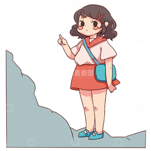 源文件下载【趣麦麦图】重阳节重阳登高女孩