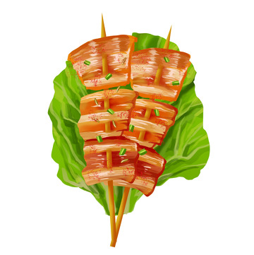 烧烤生菜烤五花肉